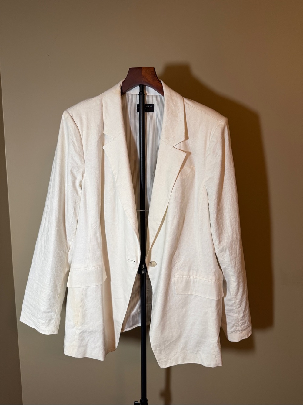 White Women's Linen Tailored Blazer Jacket